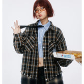 Unisex Jacket Vintage Scottish Plaid Stitching Jacket Men and Women Couple Jacket